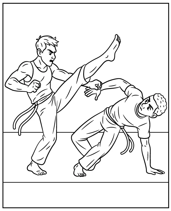 Trening capoeira walka kolorowanka brazylijska sztuka walki