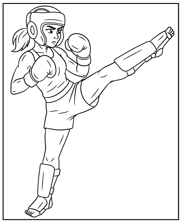 Kickboxing zawodniczka kolorowanka sztuki walki