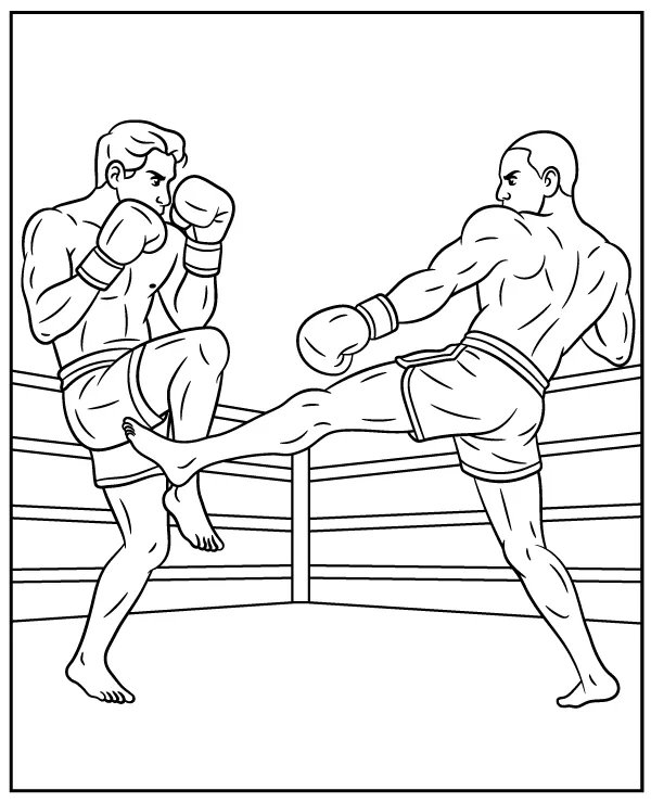 Kickboxing walka kolorowanka sztuki walki