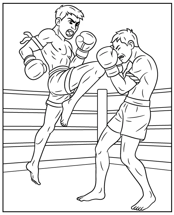 Tajski boks kolorowanka do druku latające kolano