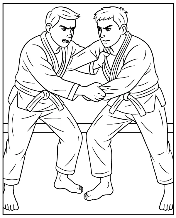 Walka brazylijskie jiu jitsu kolorowanka sztuki walki