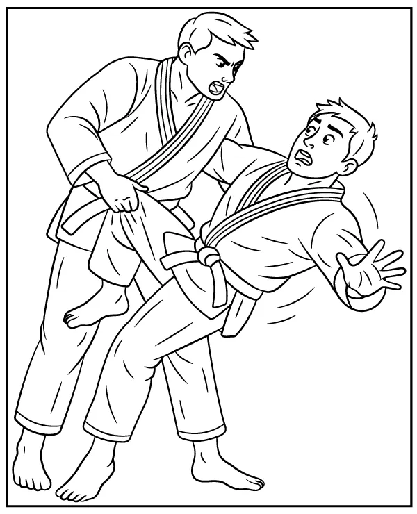 Walka judo kolorowanka do druku