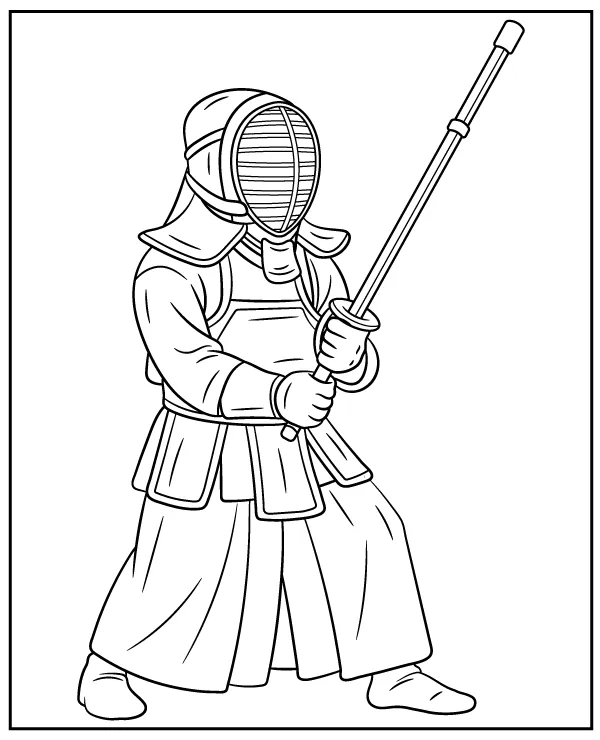 Zawodnik kendo kolorowanka sztuki walki