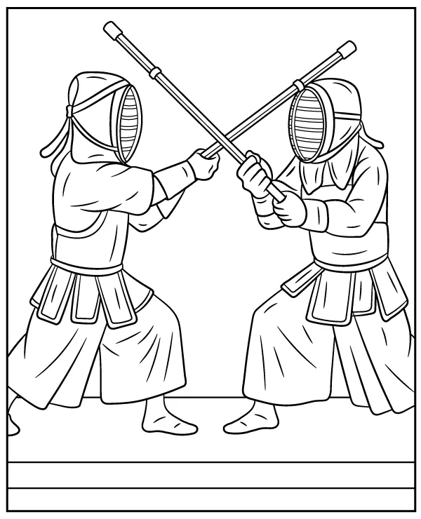 Kendo walka na miecze kolorowanka do druku