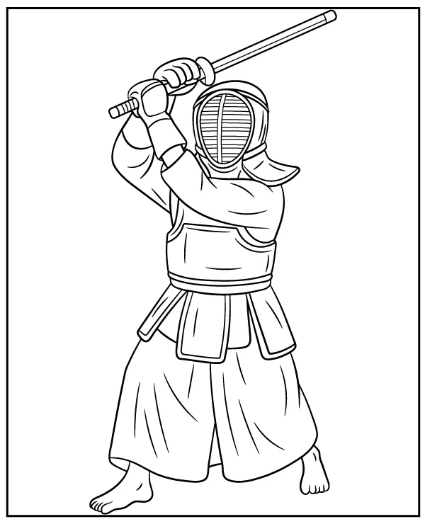 Kendo kolorowanka do druku sztuki walki