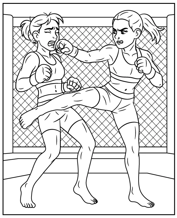 Walka MMA Kobiet kolorowanki sztuki walki