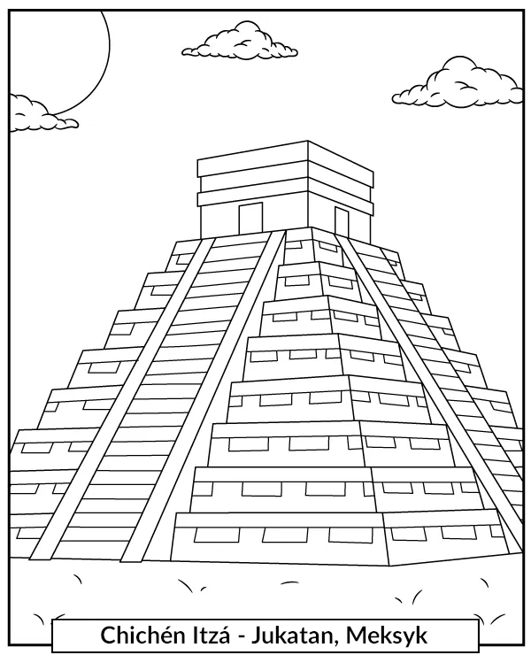Chichen Itza kolorowanka miasto Majów zabytek Meksyk