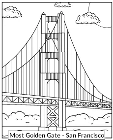 Most podwieszany Golden Gate kolorowanka San Francisco