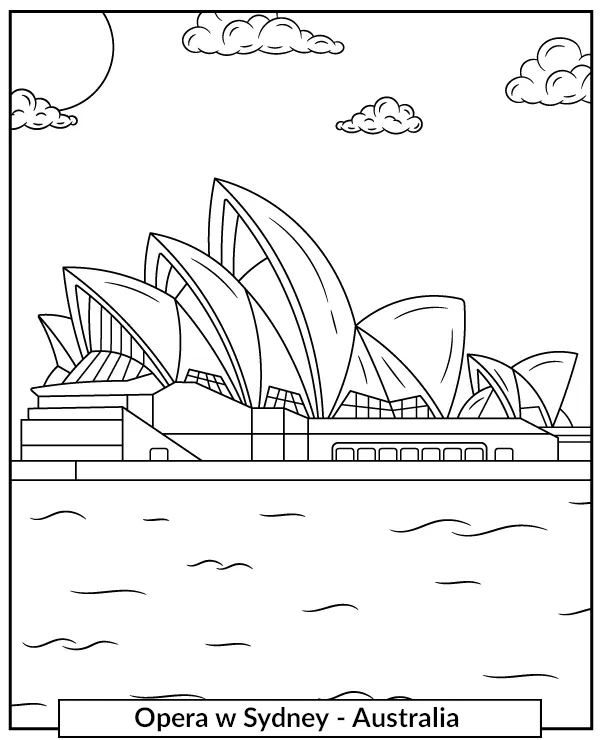 Opera Sydney kolorowanka edukacyjna słynne miejsca świata