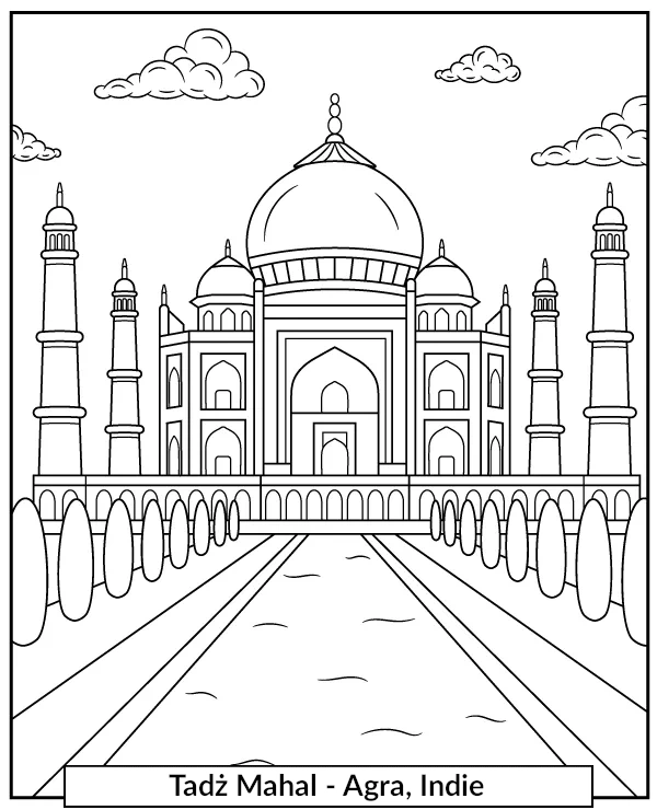 Taj Mahal kolorowanka zabytek Indie