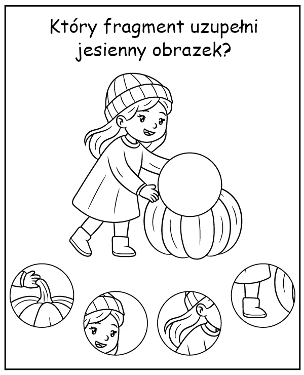 Znajdź brakujący element obrazka - zadanie dla dzieci na jesień