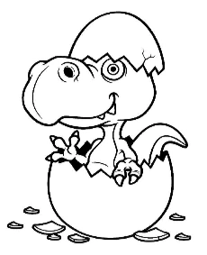 Malowanka z małym dinozaurem wyklutym z jaja