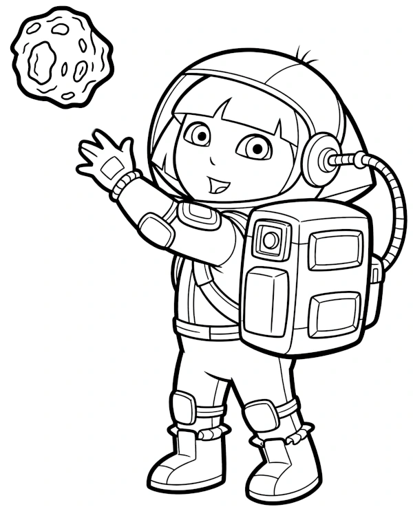 Dora astronautka w kosmosie kolorowanka do druku