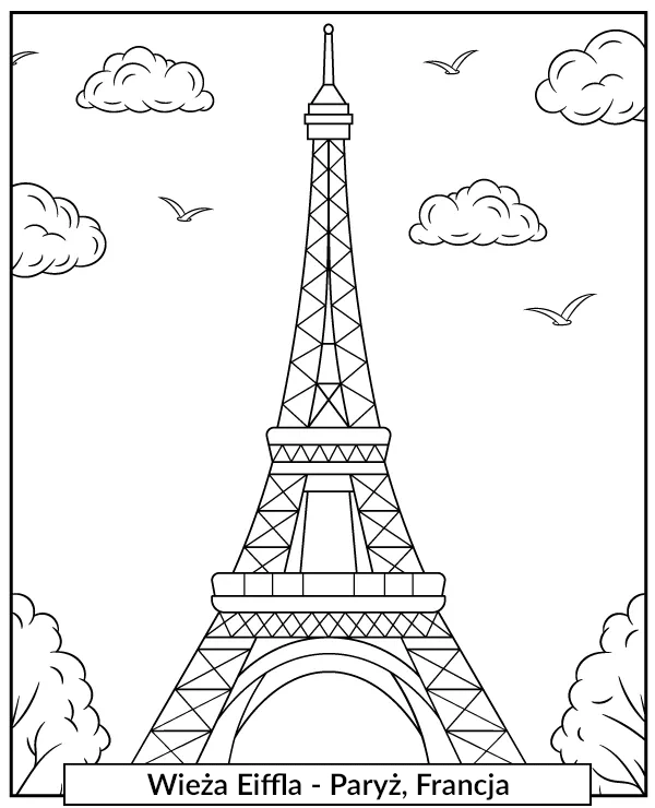 Wieża Eiffla kolorowanka Paryż Francja