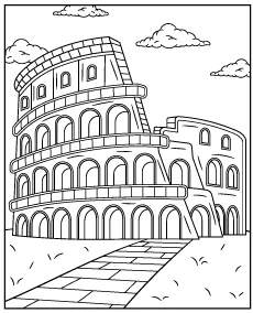 Koloseum kolorowanka edukacyjna dla dzieci Rzym Włochy