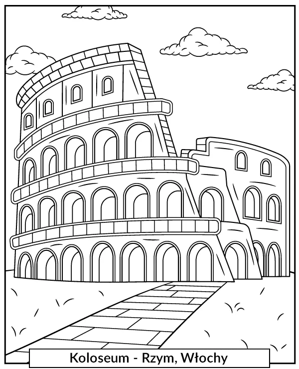 Rzymskie Koloseum kolorowanka edukacyjna do druku