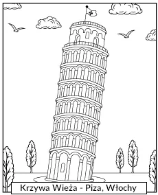 Krzywa wieża w Pizie kolorowanka do wydruku