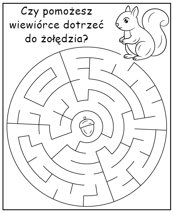 Labirynt z wiewiórką - zadanie dla dzieci pomoc dydaktyczna na jesień