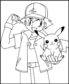 Obrazek do druku z Ashem i Pikachu