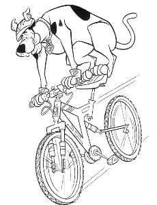 Scooby Doo na rowerze kolorowanka dla dzieci