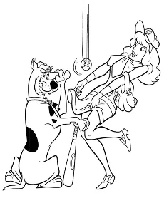 Scooby i Daphne grają w baseball kolorowanki do drukowania
