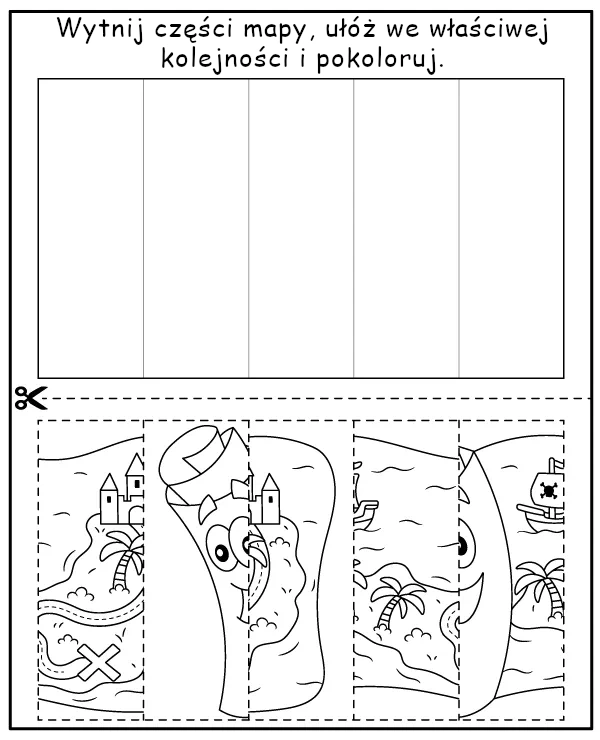 Zadanie Dora - wytnij części mapy i ułóż w poprawnej kolejności 