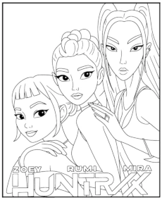 Kpopowy zespół Huntrix kolorowanka do druku