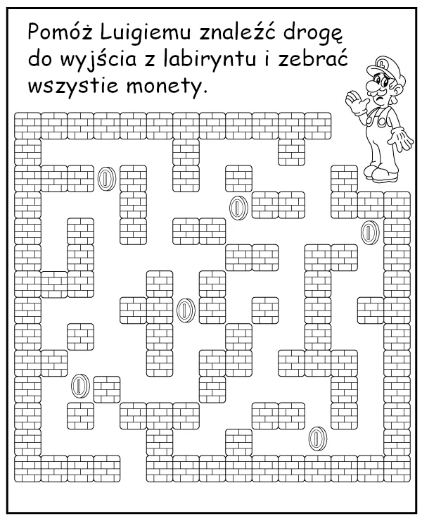 Luigi labirynt dla dzieci do wydruku