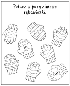 Połącz w pary zimowe rękawiczki - materiały edukacyjne do wydruku mini