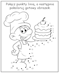 Połącz punkty i pokoloruj obrazek Smerfa