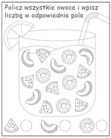 Policz owoce na obrazku - zadanie dla dzieci do druku