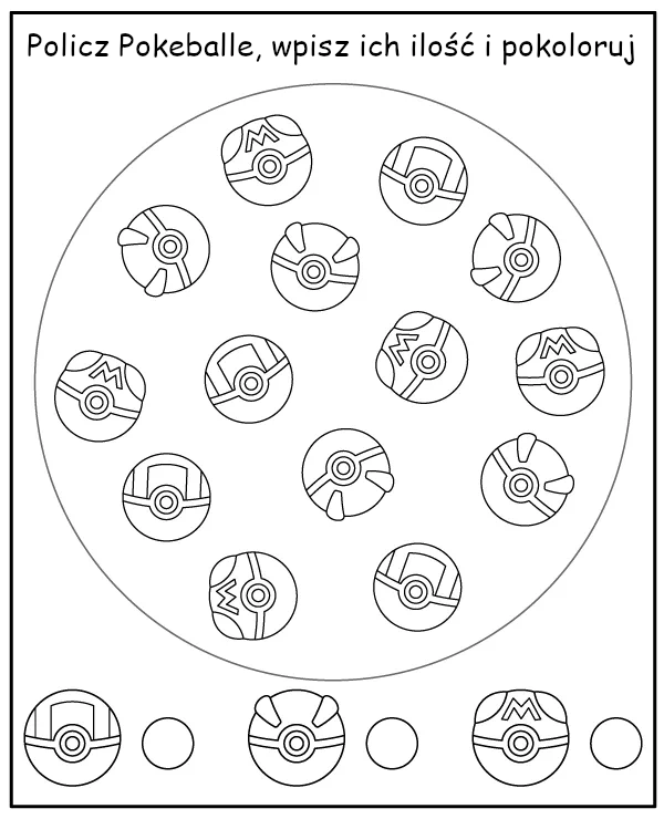 Policz pokeballe - zadanie dla dzieci Pokemon