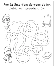 Labirynt Smerfów - ćwiczenia do wydruku dla dzieci