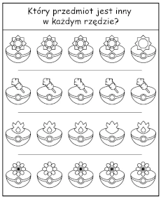 Wskaż inny obiekt - zadanie Pokemon dla dzieci do druku