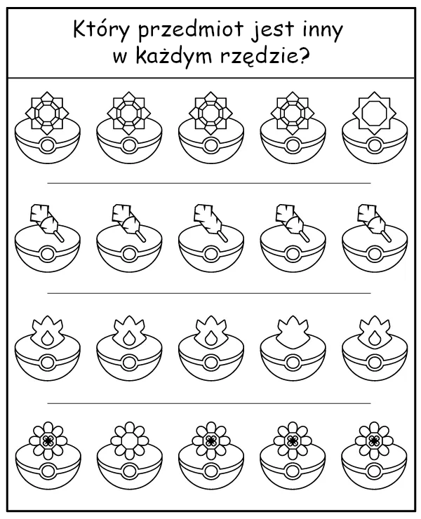 Wskaż inny obiekt - zadanie Pokemon dla dzieci