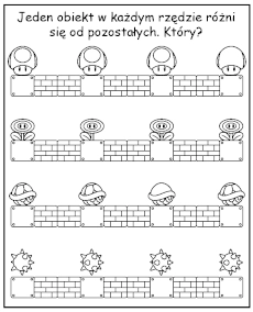 Wskaż inny obiekt - zadanie Mario dla dzieci na spostrzegawczość