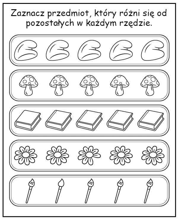 Smerfy Zadanie na spostrzegawczość do wydruku