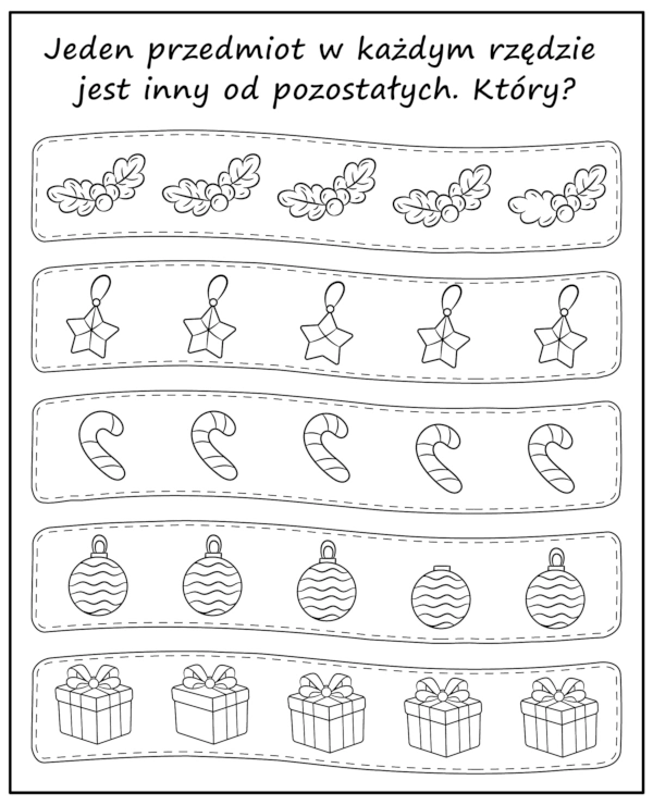 Świąteczne Zadanie na Spostrzegawczość materiały dydaktyczne do druku