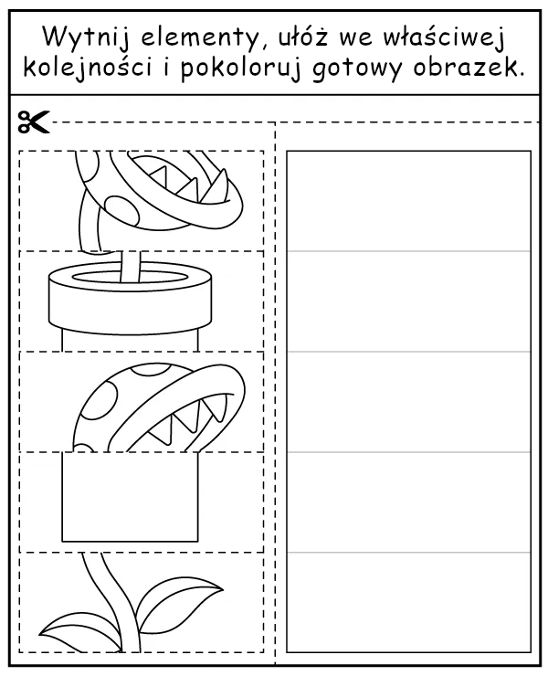 Wytnij i ułóż kolorowankę - zadanie Mario dla dzieci