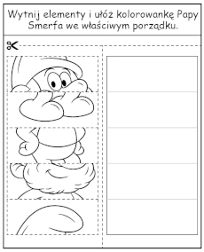 Papa Smerf zadanie dla dzieci wytnij i ułóż obrazek