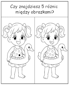 Znajdź 5 różnic między obrazkami - dziewczynka z dmuchanym kołem