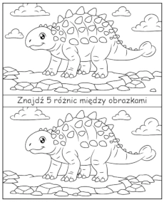 Znajdź 5 różnic między obrazkami z dinozaurem mini