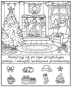 Ukryte świąteczne przedmioty - zadanie na spostrzegawczość dla Boże Narodzenie