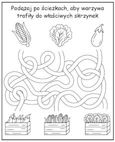 Labirynt dla dzieci z warzywami - zadanie do wydruku