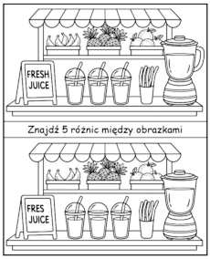 Znajdź 5 różnic na obrazkach z owocami - łamigłówka dla dzieci