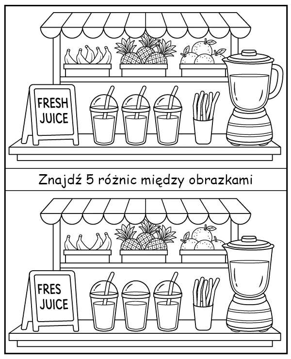 Znajdź 5 różnic na obrazkach z owocami