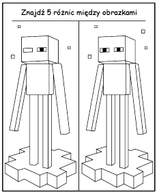 Znajdź różnice między obrazkami Minecraft Enderman do wydruku