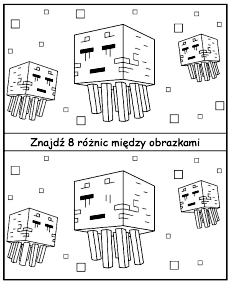 Znajdź różnice między obrazkami Minecraft Ghast do druku
