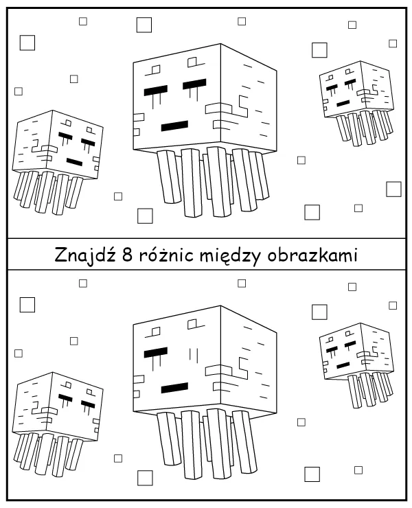 Znajdź różnice między obrazkami Minecraft Ghast