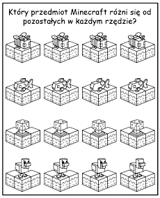 Zadanie Minecraft na spostrzegawczość do wydruku